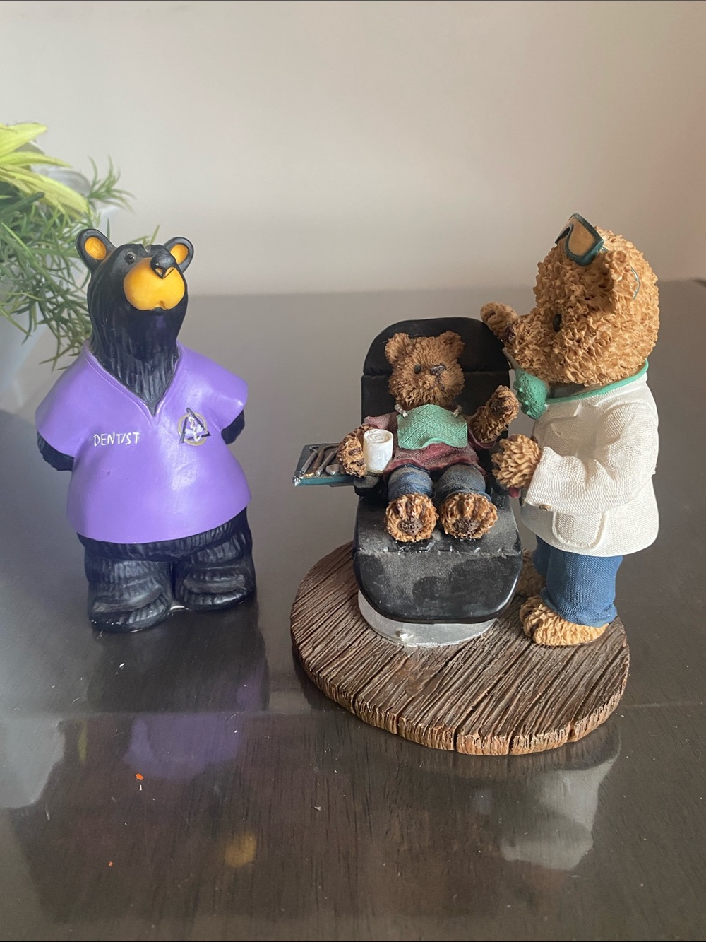 Bear Dentist Figurine Set Dental Ornaments resin wood